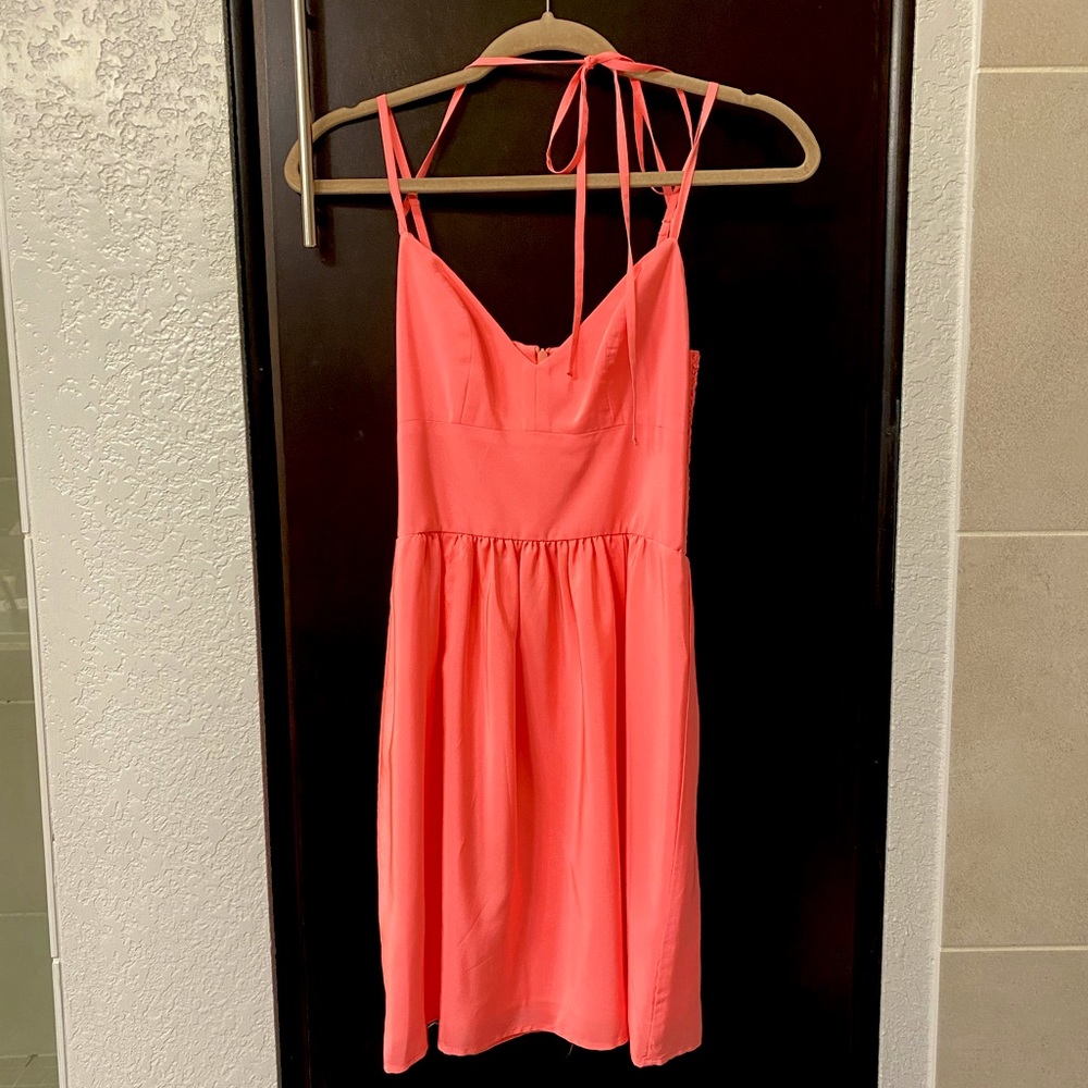 Beautiful, bright salmon pink summer dress